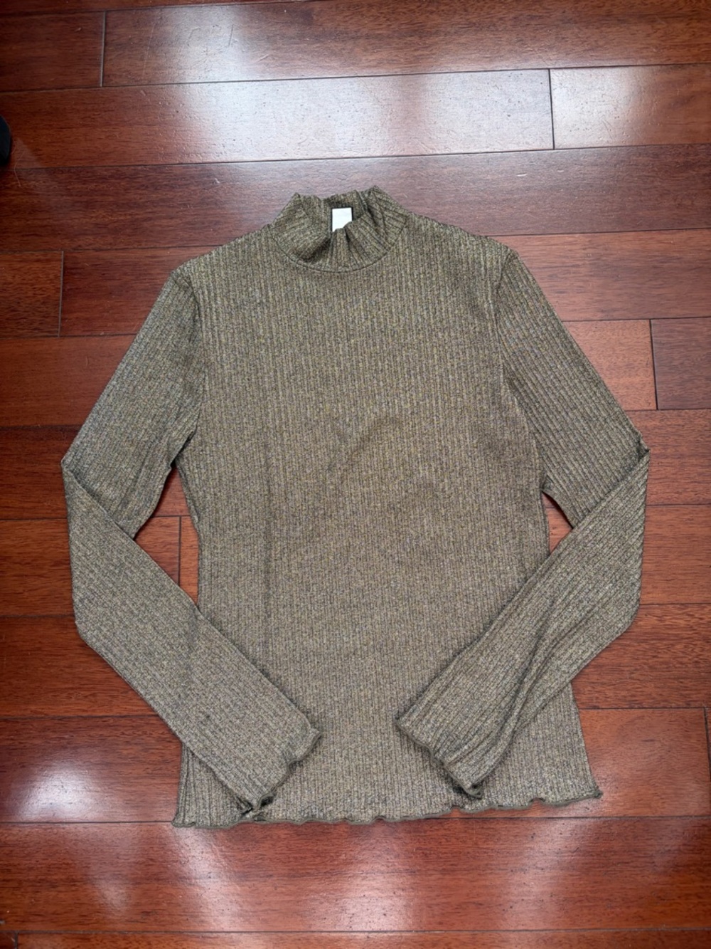 Only Hearts Olive Ribbed Mock Neck Long Sleeve Top